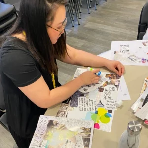 Kim working on a project