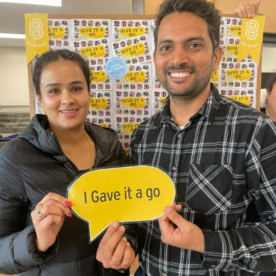 Two people at Give it a go event