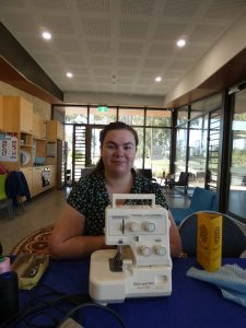 Alannah with a sewing machine