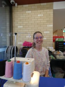 Evie with an overlocker