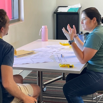 Patricia discussing a concept