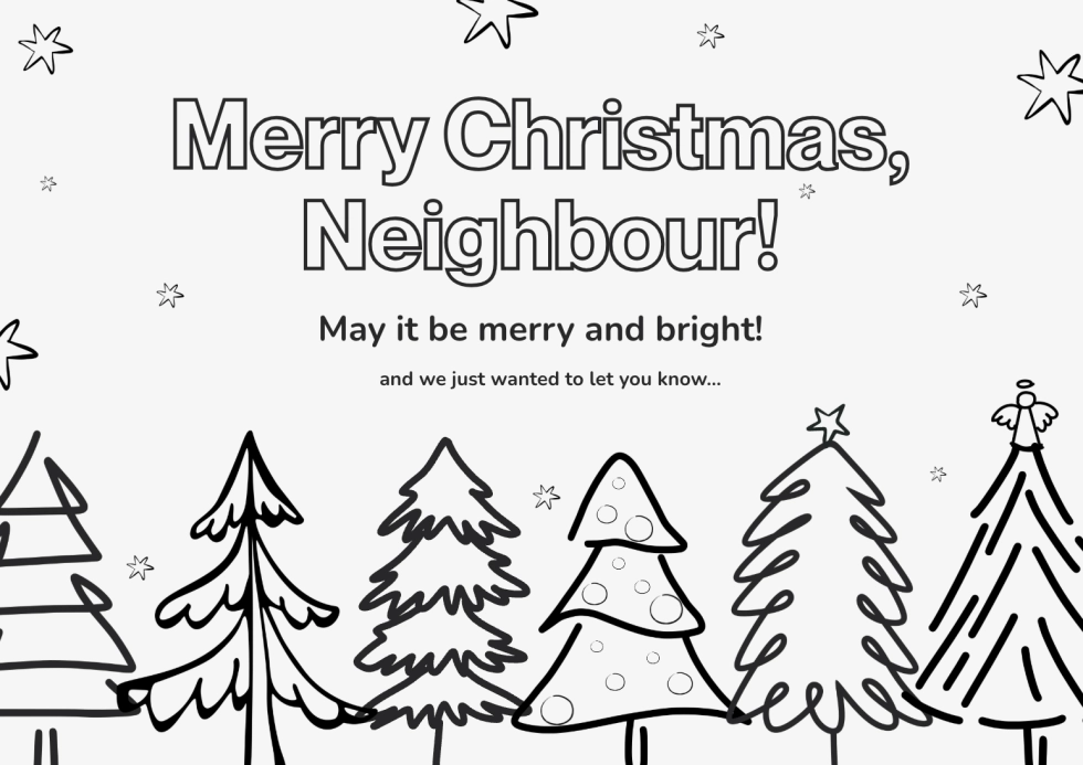 Black and white Christmas printable - front