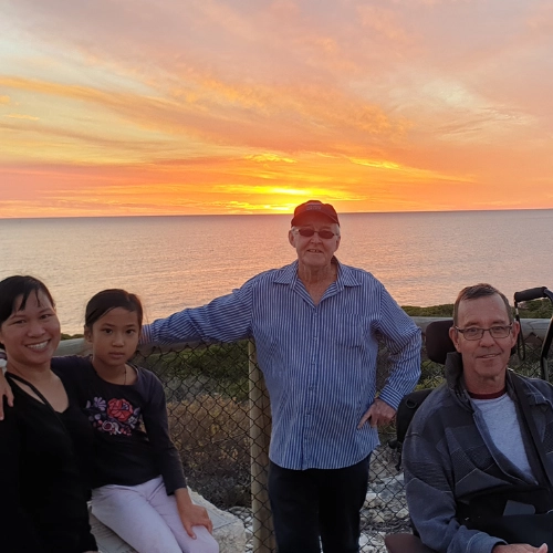 Tim on a sunset walk with friends