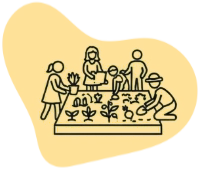 Icon showing a community garden