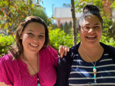 Ally and Carmel smiling