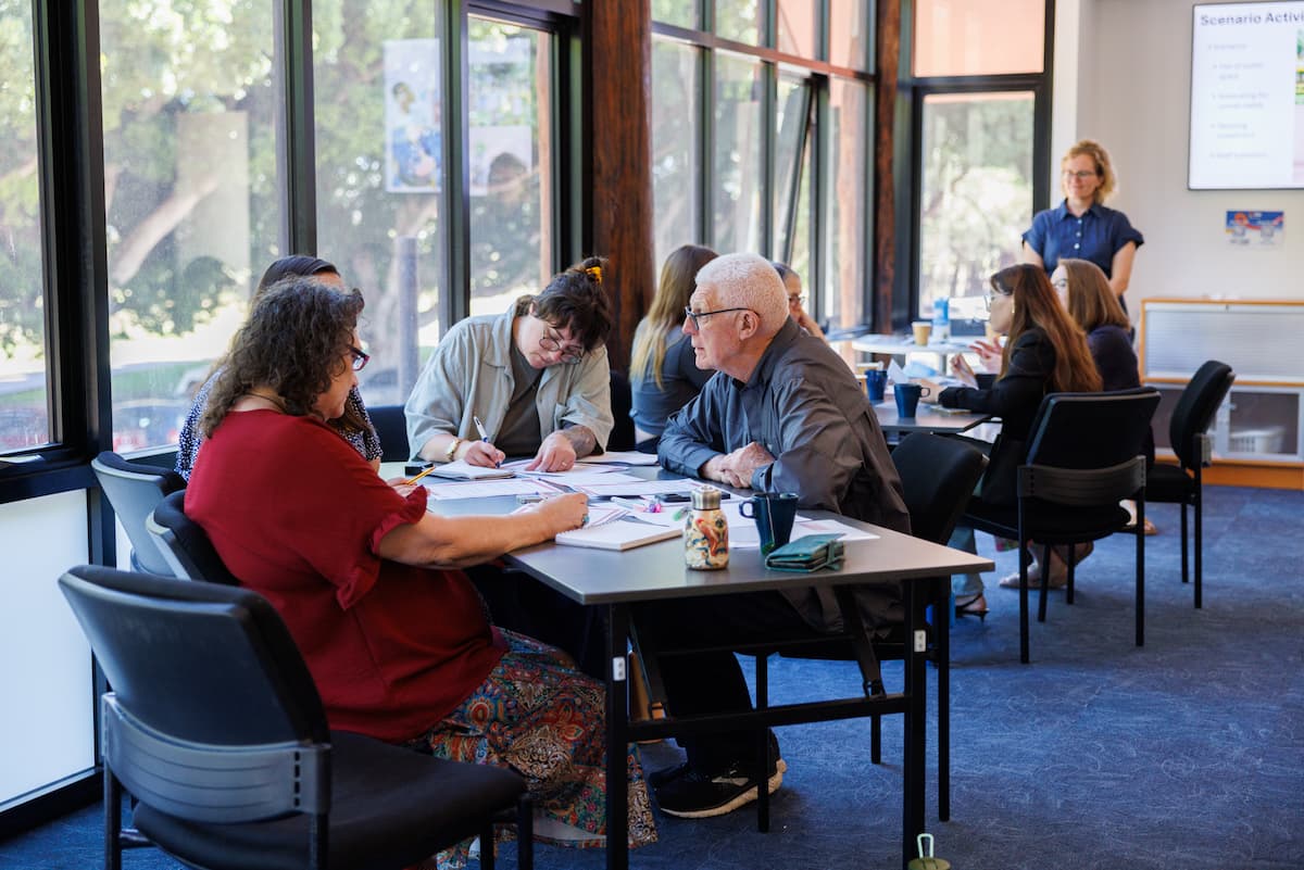 Discussion and thought at tables workshop event